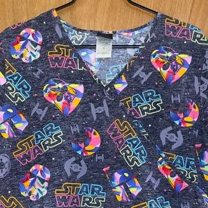 Star Wars Rainbow Galaxy 100% cotton scrub top size M